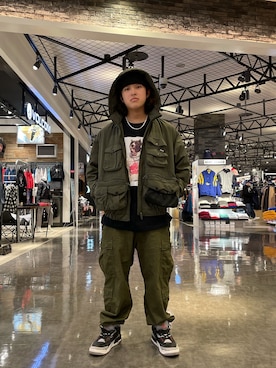 「ミリタリーコーデ」｜「アイテム（ブルゾン）」を使った、Kanoaさん（メンズ・170cm）の冬コーディネート