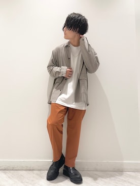 「ワイドテーパードパンツ」｜「アイテム（ブルゾン）」を使った、KOTA さん（メンズ・168cm）の春コーディネート