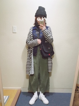 「Gジャン×アウター」｜anさん（レディース・155cm）の冬コーディネート