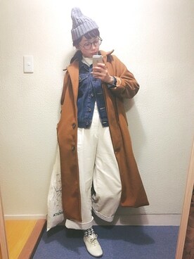 「Gジャン×アウター」｜anさん（レディース・155cm）の冬コーディネート