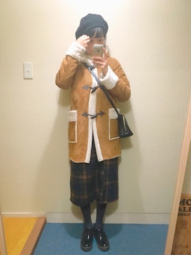 「SEVENDAYS=SUNDAY（セブンデイズサンデイ）のアイテム（ピーコート）」を使った、anさん（レディース・155cm）の冬コーディネート