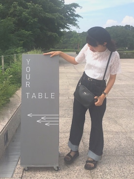 「スポサン」｜「アイテム（ハンチング/ベレー帽）」を使った、m .さん（レディース・159cm）の夏コーディネート