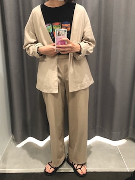 「LAKOLE（ラコレ）のアイテム（ノーカラージャケット）」を使った、m .さん（レディース・160cm）の夏コーディネート