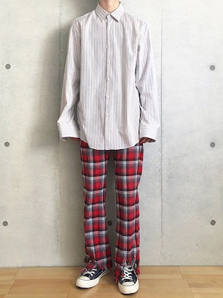 FACETASM ファセッタズム フリンジ チェック パンツ ワイド カシミヤ 1658686572_1000.jpg