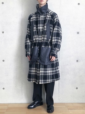 「SHINYAKOZUKA（シンヤコヅカ）のアイテム（トレンチコート）」を使った、totoさん（メンズ・173cm）の冬コーディネート