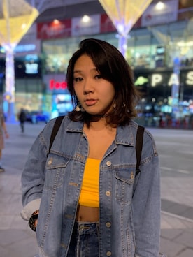 「PULL&BEAR（プルアンドベア）のアイテム（デニムジャケット）」を使った、victoriaさん（レディース・165cm）の夏コーディネート