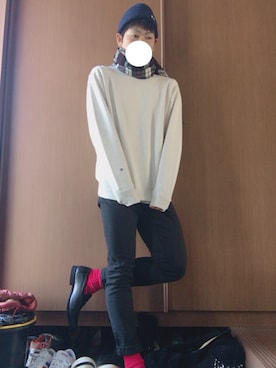 「SPINNS（スピンズ）のアイテム（マフラー）」を使った、れいさん（メンズ・170cm）の冬コーディネート