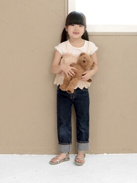 「アイテム（サンダル、グリーン系）」を使った、sr__akさん（キッズ・110cm）の春コーディネート