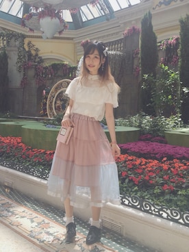「Honey Salon（ハニーサロン）のアイテム（スカート）」を使った、きちゃんさん（レディース・170cm）の秋コーディネート
