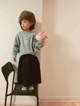 「handmade」｜「アイテム（スウェット）」を使った、*RinRin*さん（キッズ・90cm）の冬コーディネート