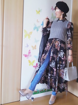 「NATURAL BEAUTY BASIC（ナチュラルビューティーベーシック）のアイテム（ライダースジャケット）」を使った、mintoさん（レディース・155cm）の春コーディネート