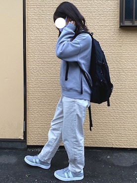 「GU（ジーユー）のスウェットプルオーバー(長袖)（トップス、その他）」を使った、star🌟さん（レディース・157cm）の春コーディネート