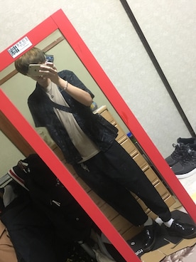 「Guess（ゲス）のアイテム（バッグ）」を使った、ひろむさん（メンズ・178cm）の夏コーディネート