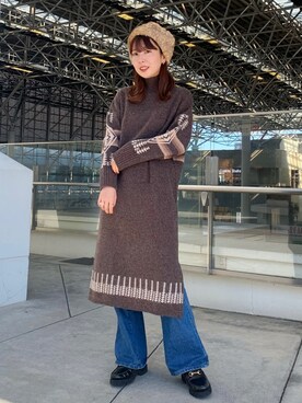 「Wrangler」｜「アイテム（ワンピース/ドレス）」を使った、k a m e 𓅮さん（レディース・158cm）の秋コーディネート