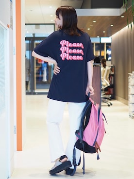 「BEAMS」｜「アイテム（バックパック/リュック）」を使った、k a m e 𓅮さん（レディース・158cm）の春コーディネート