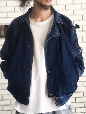 「VINTAGE（ヴィンテージ）のアイテム（デニムジャケット）」を使った、eat_cameさん（メンズ・180cm）の秋コーディネート