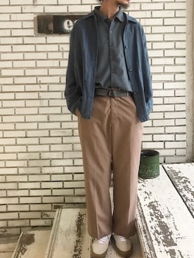 「VINTAGE（ヴィンテージ）のアイテム（スラックス）」を使った、eat_cameさん（メンズ・180cm）の秋コーディネート