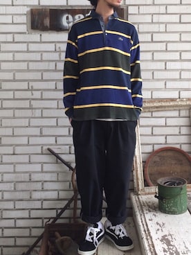 「ラガーシャツ」｜eat_cameさん（メンズ・180cm）の春コーディネート