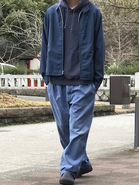 「VINTAGE（ヴィンテージ）のアイテム（ブルゾン）」を使った、eat_cameさん（メンズ・180cm）の春コーディネート