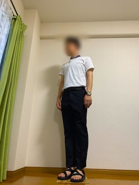 「スポサン」｜「アイテム（スラックス）」を使った、ウェルカム【相互】さん（メンズ・175cm）の夏コーディネート