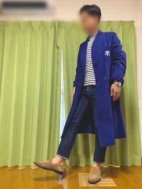 「アイテム（その他アウター、ブルー系）」を使った、ウェルカム【相互】さん（メンズ・175cm）の秋コーディネート