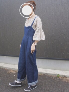 「LOWRYS FARM（ローリーズファーム）のソデリボンフリルブラウス　758553 （シャツ/ブラウス）」を使った、akane otsuさん（レディース・161cm）の春コーディネート