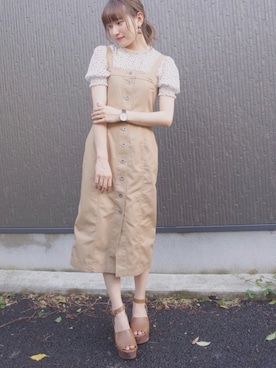 「Daniel Wellington（ダニエルウェリントン）の【Daniel Wellington】レザーバンド３６ＭＭ（アナログ腕時計）」を使った、akane otsuさん（レディース・161cm）の夏コーディネート