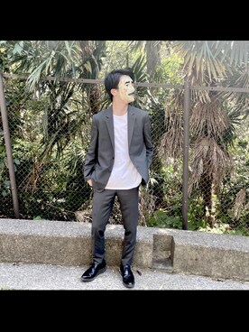 「LAD MUSICIAN（ラッドミュージシャン）のアイテム（テーラードジャケット、グリーン系）」を使った、feeiさん（メンズ・181cm）の春コーディネート