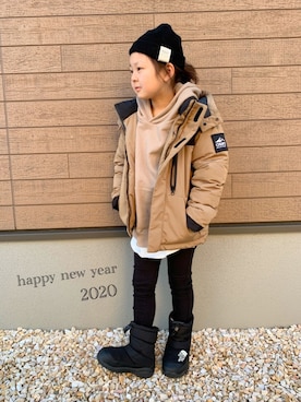 「こども ビームス（コドモビームス）のアイテム（ブーツ）」を使った、kas867さん（キッズ・124cm）の冬コーディネート