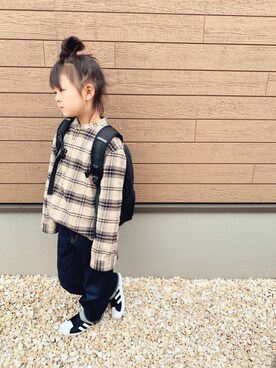 「Right-on（ライトオン）のアイテム（バッグ）」を使った、kas867さん（キッズ・124cm）の冬コーディネート