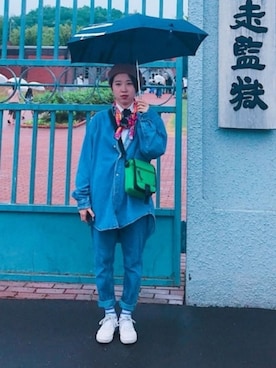 「シャツオンシャツ」｜「アイテム（バッグ）」を使った、Sakurakoさん（レディース・152cm）の秋コーディネート
