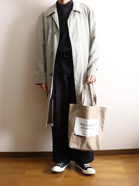 「古着」｜「アイテム（ノーカラーコート）」を使った、うれかさん（メンズ・171cm）の冬コーディネート