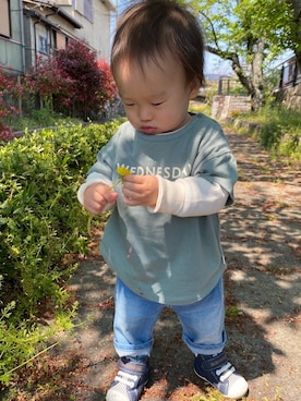 「BUDDY Lee（バディーリー）のアイテム（パンツ）」を使った、Sakt.さん（キッズ・80cm）の春コーディネート