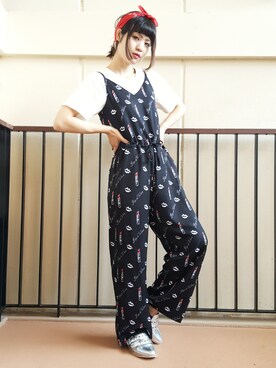 「RNA（アールエヌエー）のアイテム（つなぎ/オールインワン）」を使った、halcaさん（レディース・159cm）の春コーディネート