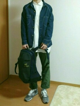 「orslow」｜「アイテム（カバーオール）」を使った、霜柱さん（メンズ・176cm）の春コーディネート