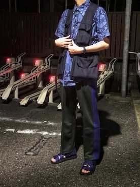 「417 EDIFICE（フォーワンセブンエディフィス）のアイテム（サンダル）」を使った、霜柱さん（メンズ・176cm）の夏コーディネート