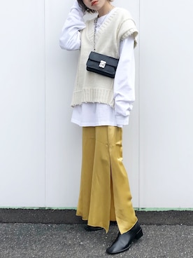 「マスタードイエロー」｜HINAKOさん（レディース・155cm）の春コーディネート