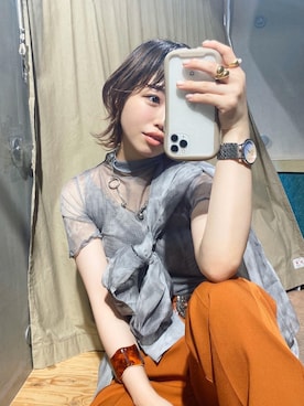 「KOMONO.（コモノ）のアイテム（アナログ腕時計）」を使った、HINAKOさん（レディース・155cm）の夏コーディネート