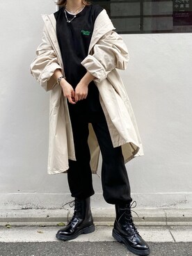 「レースアップシューズ」｜「アイテム（モッズコート）」を使った、HINAKOさん（レディース・155cm）の冬コーディネート