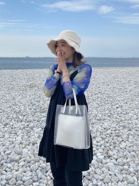 「Ungrid（アングリッド）のアイテム（帽子）」を使った、HINAKOさん（レディース・155cm）の夏コーディネート
