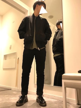 「JERZEES（ジャージーズ）のアイテム（パンツ）」を使った、asutinさん（メンズ・162cm）の冬コーディネート