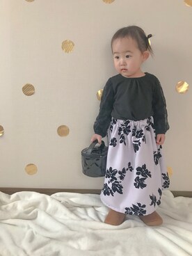 「花柄スカート」｜Yumi  Murakamiさん（キッズ・80cm）の春コーディネート
