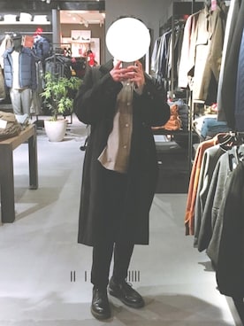 「kutir（クティール）のアイテム（チェスターコート）」を使った、つーちゃんさん（メンズ・177cm）の冬コーディネート