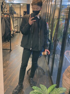 「H&M（エイチ・アンド・エム）のアイテム（MA-1）」を使った、つーちゃんさん（メンズ・177cm）の秋コーディネート