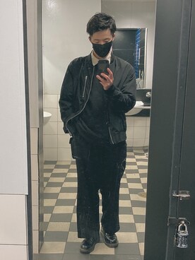 「H&M（エイチ・アンド・エム）のアイテム（MA-1）」を使った、つーちゃんさん（メンズ・177cm）の冬コーディネート