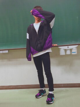 「学校」｜「アイテム（スウェット）」を使った、ぶーさん（メンズ・168cm）の秋コーディネート