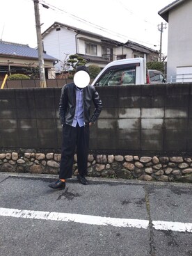 「417 EDIFICE（フォーワンセブンエディフィス）のアイテム（ライダースジャケット）」を使った、ヒサさん（メンズ・175cm）の冬コーディネート