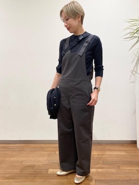 「green label relaxing（グリーンレーベルリラクシング）のアイテム（サロペット/オーバーオール）」を使った、makino0379さん（レディース・155cm）の冬コーディネート
