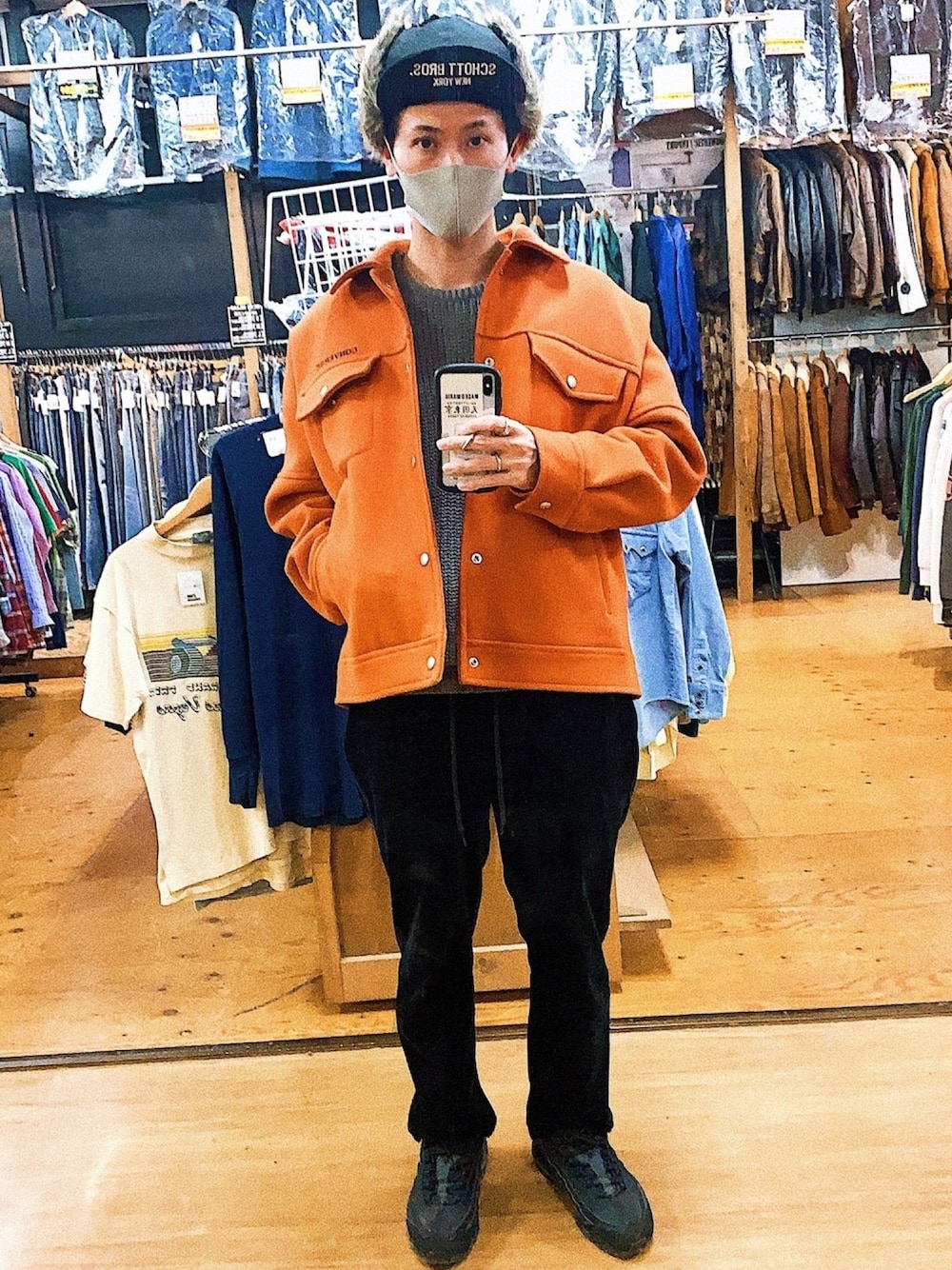 「2021年、あけました、2021年を迎えた人と繋がりたい」｜「schottのSchott/ショット/FIELD CAP/フィールドキャップ（キャップ、ブラック系）」を使った、Yさん（メンズ・170cm）の冬コーディネートの1枚目の写真