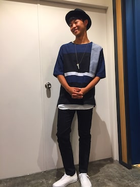 「Confirm（コンファーム）のアイテム（帽子）」を使った、コンファーム・イルズ 茨木さん（メンズ・170cm）の夏コーディネート